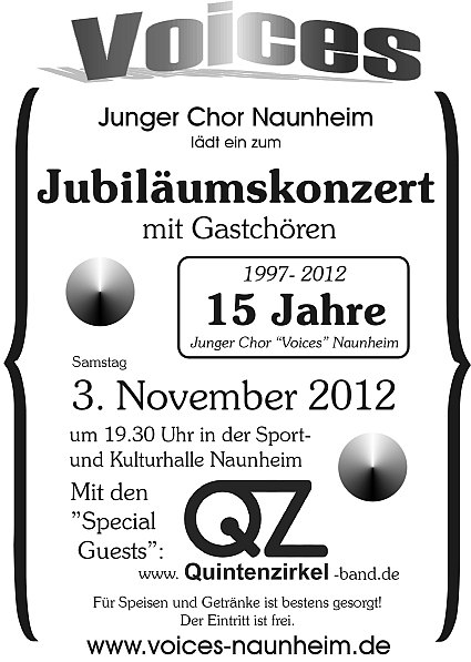 Plakat Jubilum 15 Jahre Junger Chor Voices Naunheim